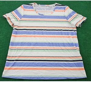 Lands' End Womens XL/T Striped‎ Short Sleeve T-Shirt Top Tee Casual
